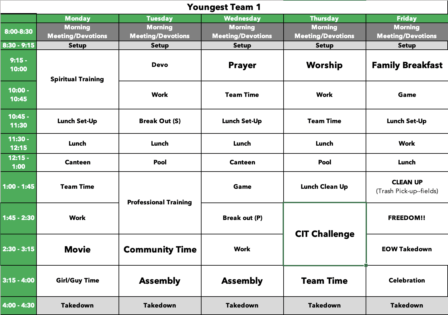 CIT Sample Schedule (1)